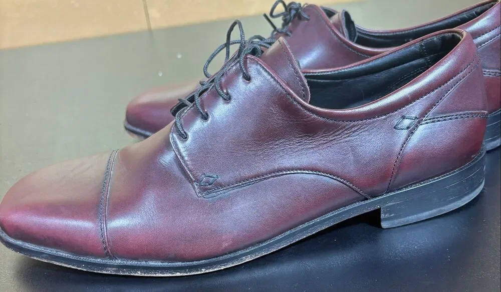 Florsheim Burgundy Leather Cap Toe Lace Up Blucher Size 12 D